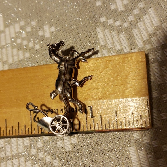 Horse and Chariot Sterling Silver Pin - Vintage - Picture 7 of 11
